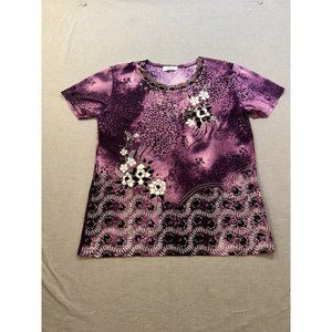 Victoria‎ Shirt Women Medium Purple Short Sleeve Pullover Top Ladies.